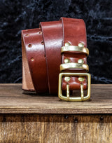 Double Prong Leather Belt | Full grain Veg Tan Leather | 4 to 5 mm thick | Extra wide belt