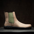 Barefoot Safety Chelsea Boots in light brown microNobuk, built for tough jobs. 