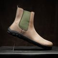 Barefoot Safety Chelsea Boots in light brown microNobuk, built for tough jobs. 