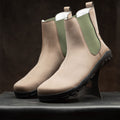 Barefoot Safety Chelsea Boots in rich brown microNobuk, ideal for tough jobs. 