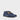 Pair of navy blue suede barefoot desert boots at three-quarter angle, wide rounded toe box