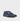 Pair of navy blue suede barefoot desert boots at three-quarter angle, wide rounded toe box