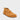 Single desert brown suede barefoot desert boot at three-quarter front angle with mustard flat laces