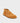 Single desert brown suede barefoot desert boot at three-quarter front angle with mustard flat laces