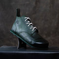 Barefoot Work Boots in Green Distressed Horse Culatta with Steel toe by Gaucho Ninja