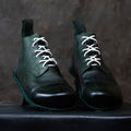 Barefoot Work Boots in Green Distressed Horse Culatta with Steel toe by Gaucho Ninja