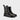 Brunel barefoot engineer boots in distressed black leather, X-Wide – pair, three-quarter view