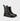 Brunel barefoot engineer boots in distressed black leather, X-Wide – pair, three-quarter view