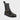 Brunel barefoot engineer boots in distressed black leather, X-Wide – three-quarter front view