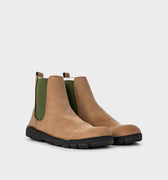 Barefoot Safety Chelsea Boots in rich brown microNobuk, ideal for tough jobs. 
