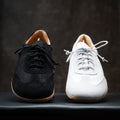 Barefoot Retro Trainers by Gaucho Ninja | White Sneakers and Black Sneakers