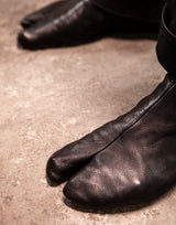 Ninja Soft Leather Tabi | Black Leather | Suede Sole | Indoors