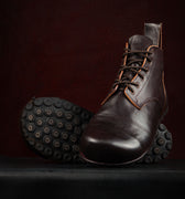 Barefoot Carpenter's Safety Boots in Spanish Artisan Leather from Gaucho Ninja Washed Horse Culatta Chocolate