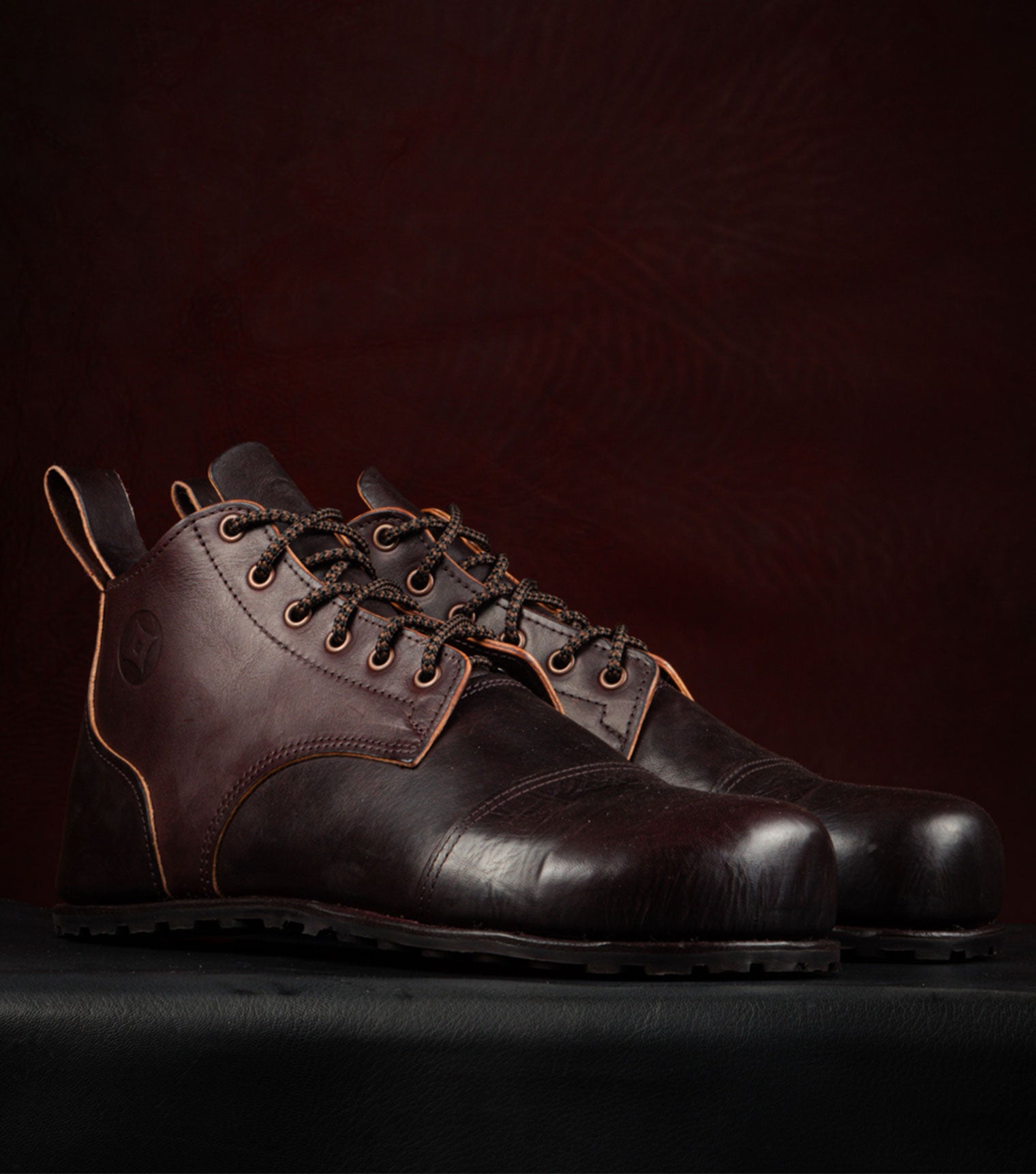 Barefoot Carpenter's Safety Boots in Spanish Artisan Leather from Gaucho Ninja Washed Horse Culatta Chocolate