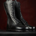 Barefoot Kombat Boots in Spanish Artisan Leathers by Gaucho Ninja Washed Horse Black