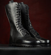 Barefoot Kombat Boots in Spanish Artisan Leathers by Gaucho Ninja Washed Horse Black