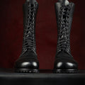 Barefoot Kombat Boots in Spanish Artisan Leathers by Gaucho Ninja Washed Horse Black