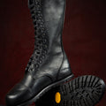 Barefoot Kombat Boots in Spanish Artisan Leathers by Gaucho Ninja Washed Horse Black