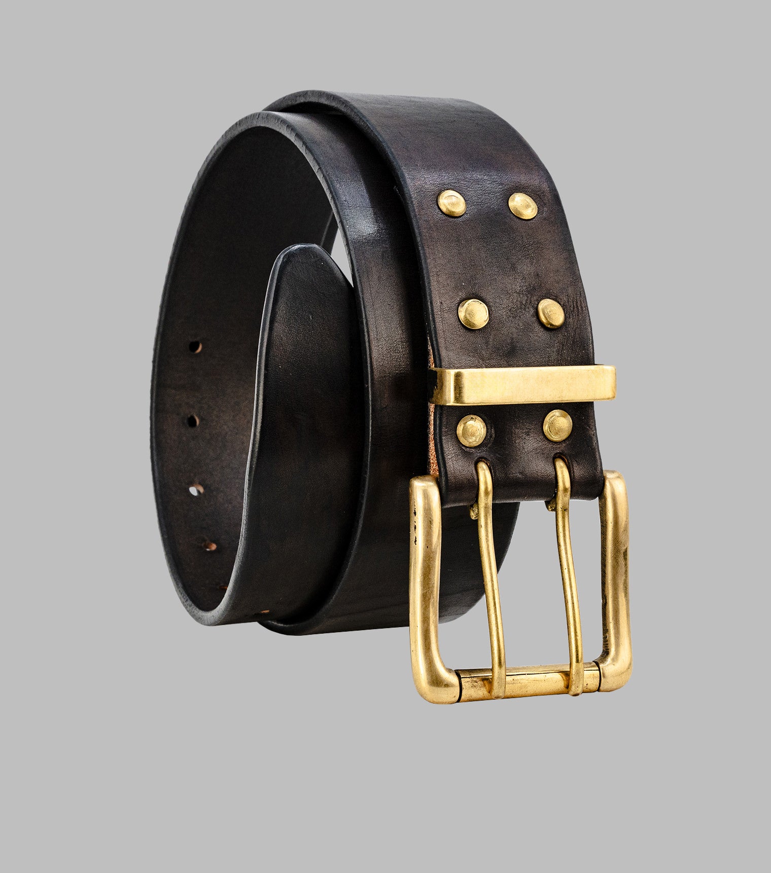 full-grain leather dress belt professional 32mm black brown buckle types Double Prong Full Grain Veg Tan Leather Belt