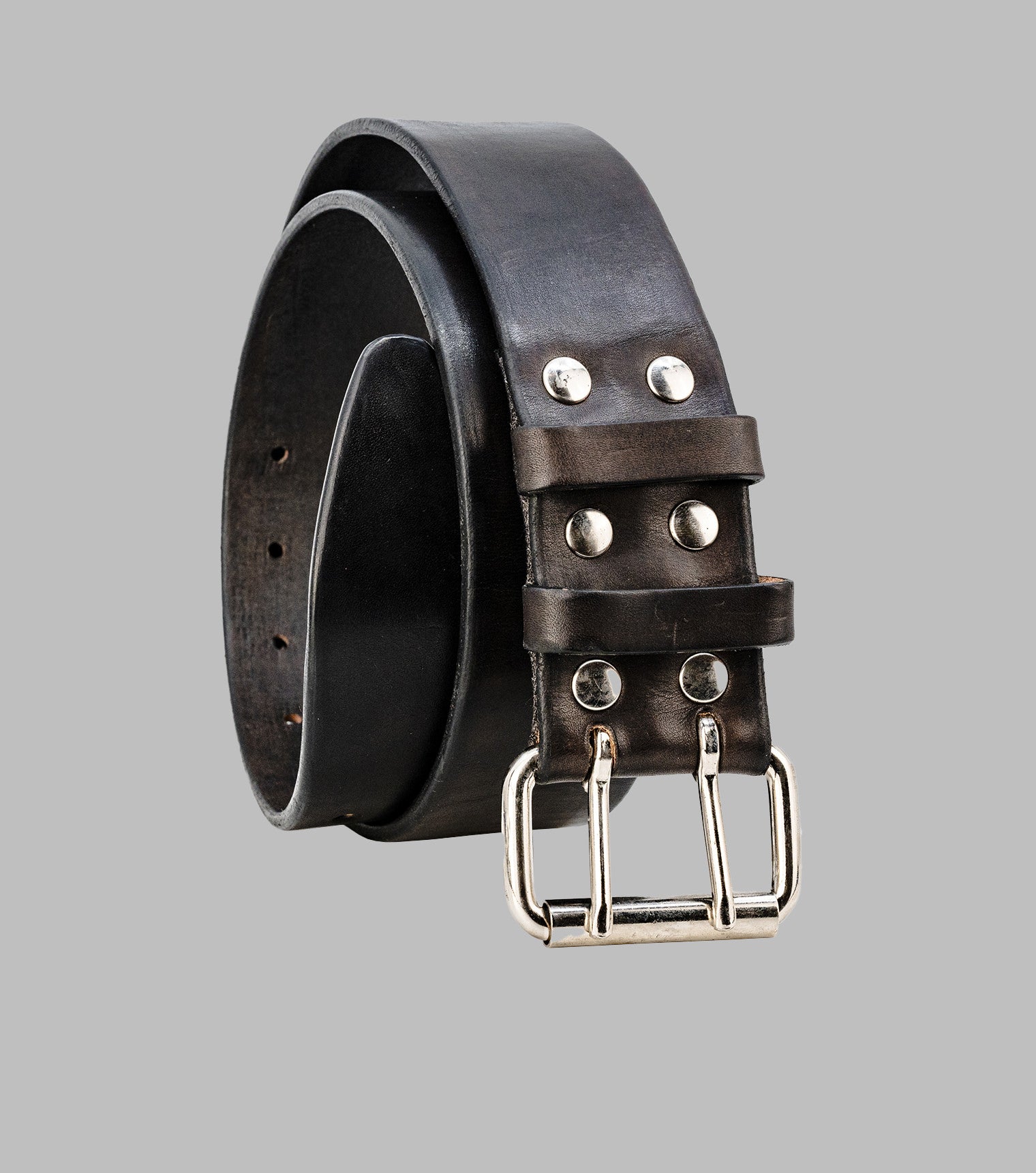 full-grain leather dress belt professional 32mm black brown buckle types Double Prong Full Grain Veg Tan Leather Belt